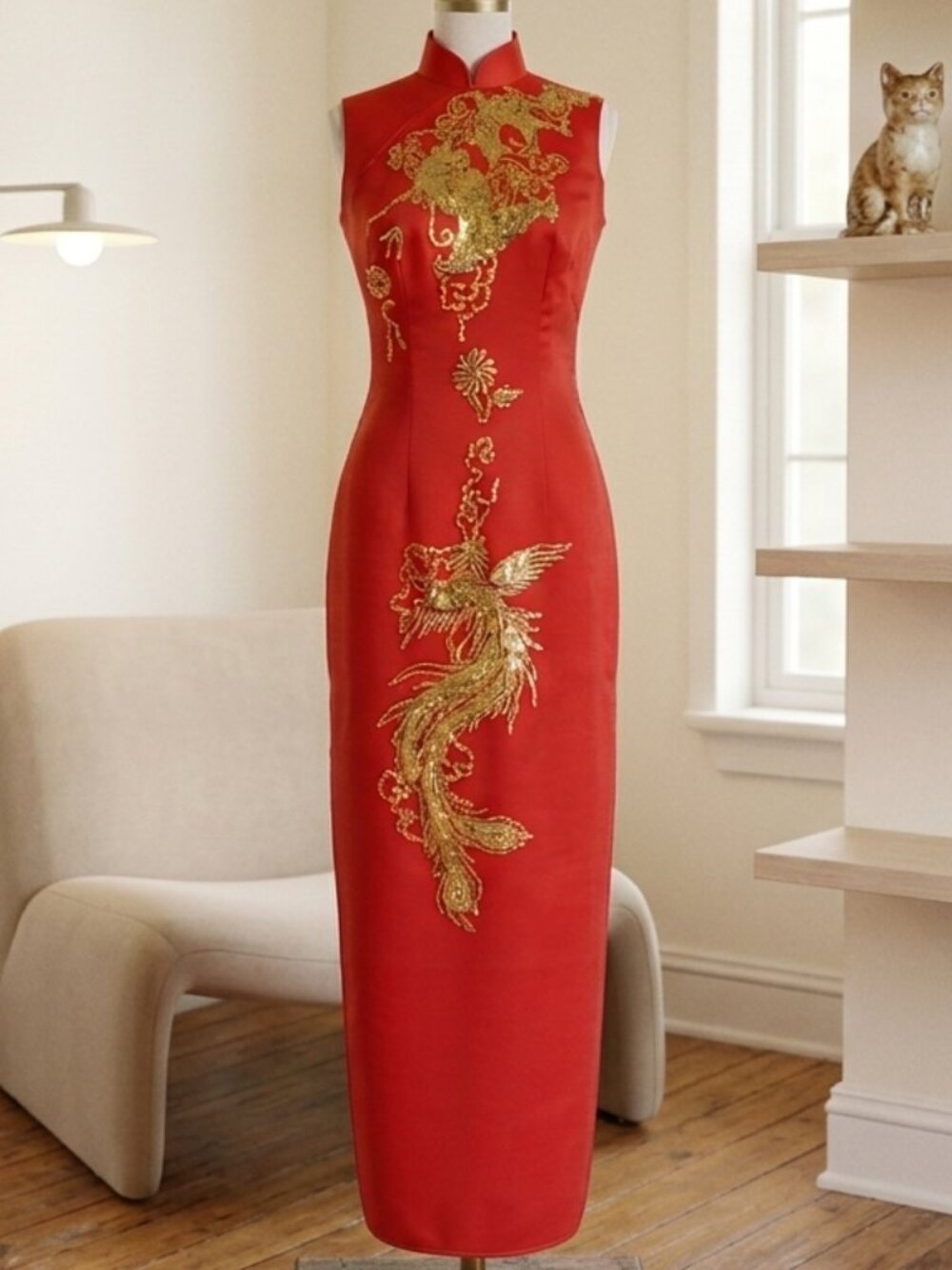 Vintage And 100% Silk Japanese Chinese Red Dress